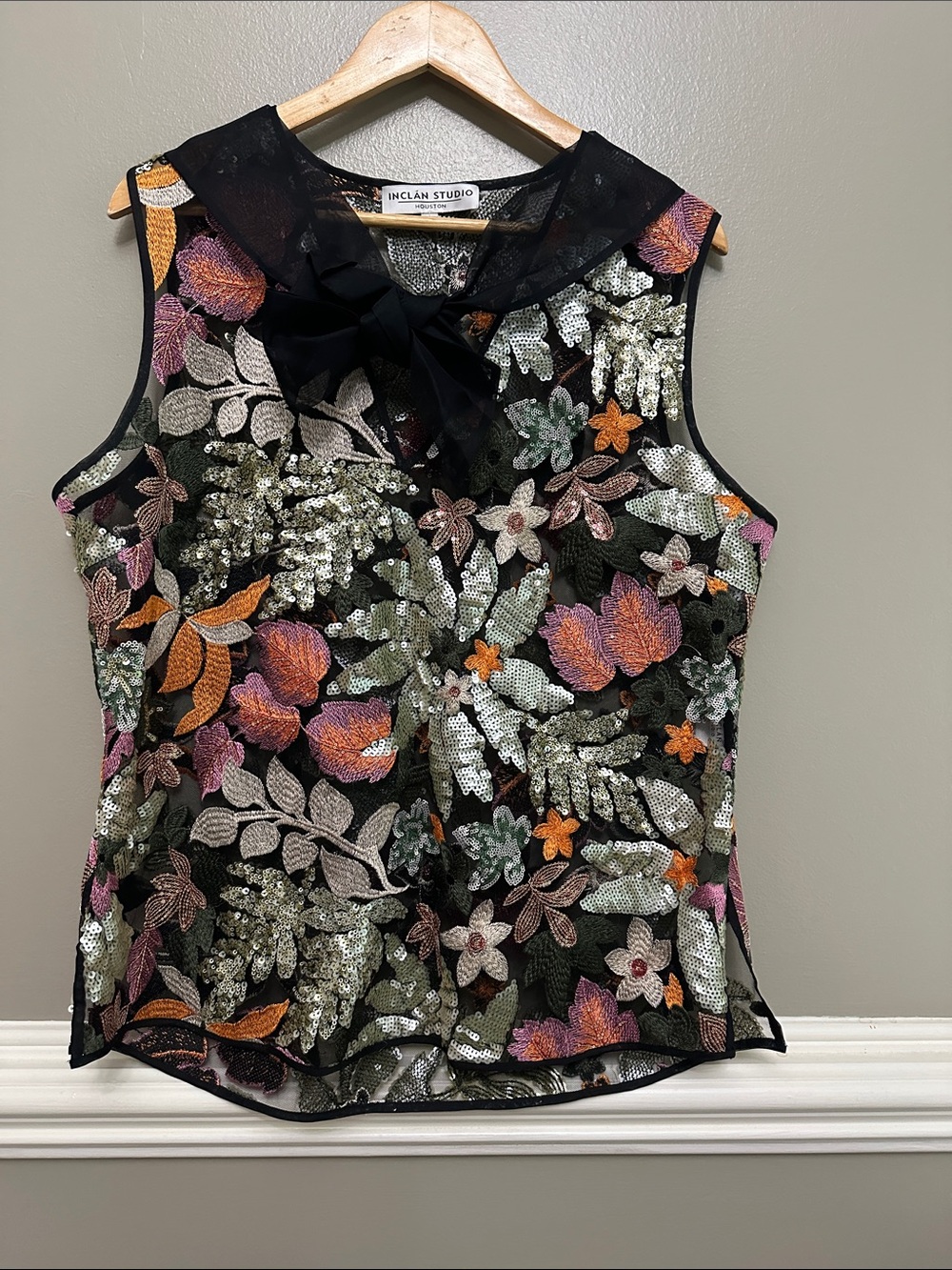 Unclean Studio Houston sequin embroidered top Sz L
